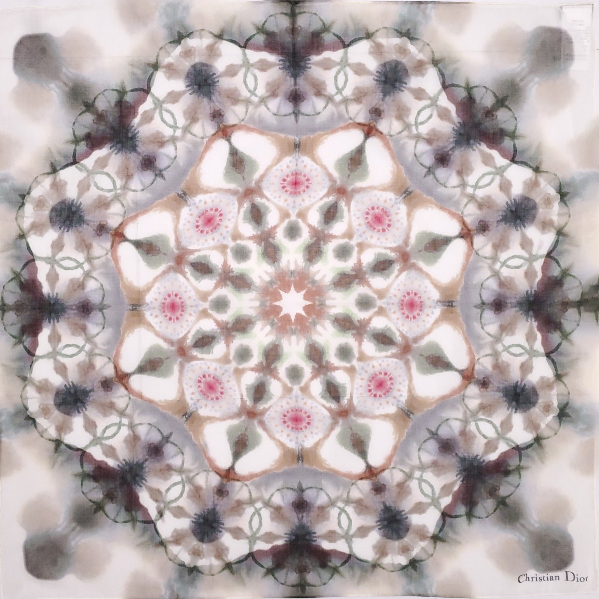 CHRISTIAN DIOR TIE DYE FLORAL PRINT COTTON SCARF