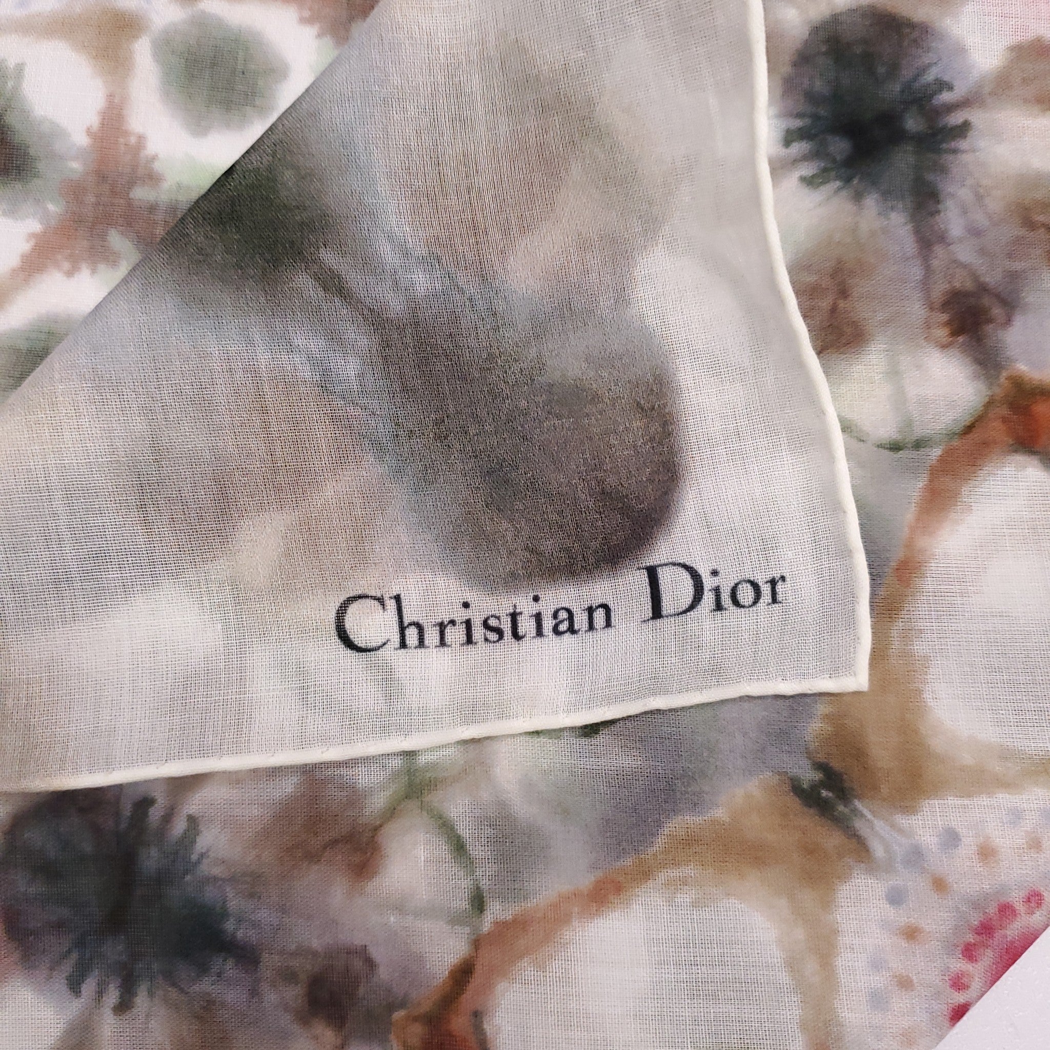 CHRISTIAN DIOR TIE DYE FLORAL PRINT COTTON SCARF
