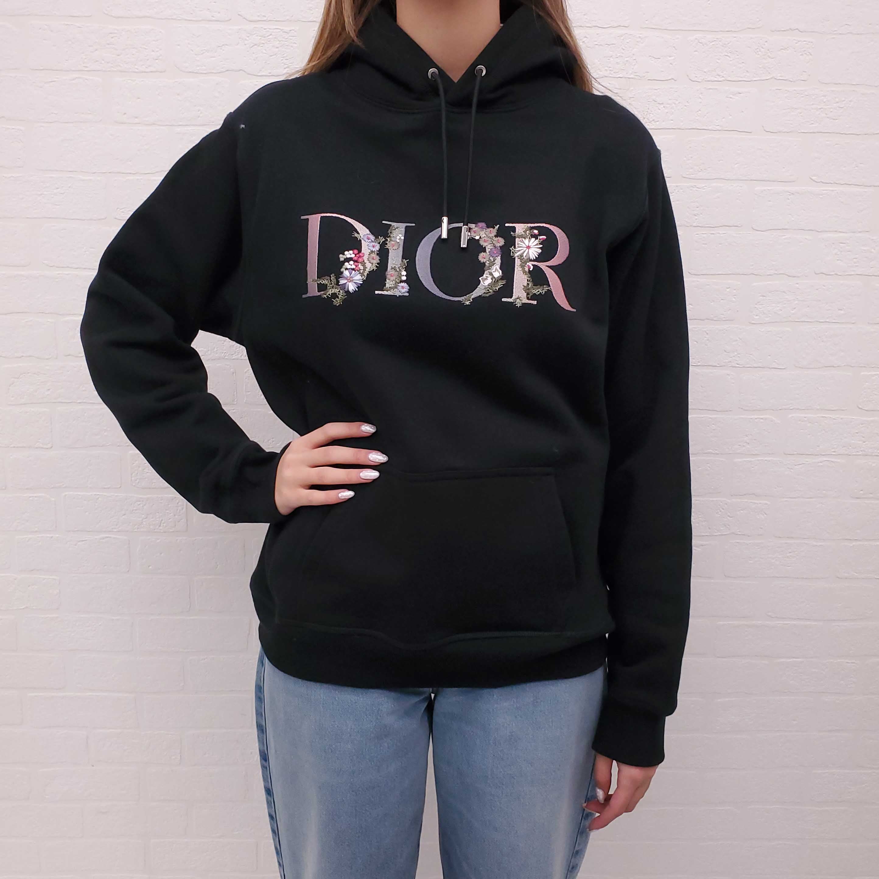 CHRISTIAN DIOR UNISEX FLORAL LOGO HOODIE - SIZE M