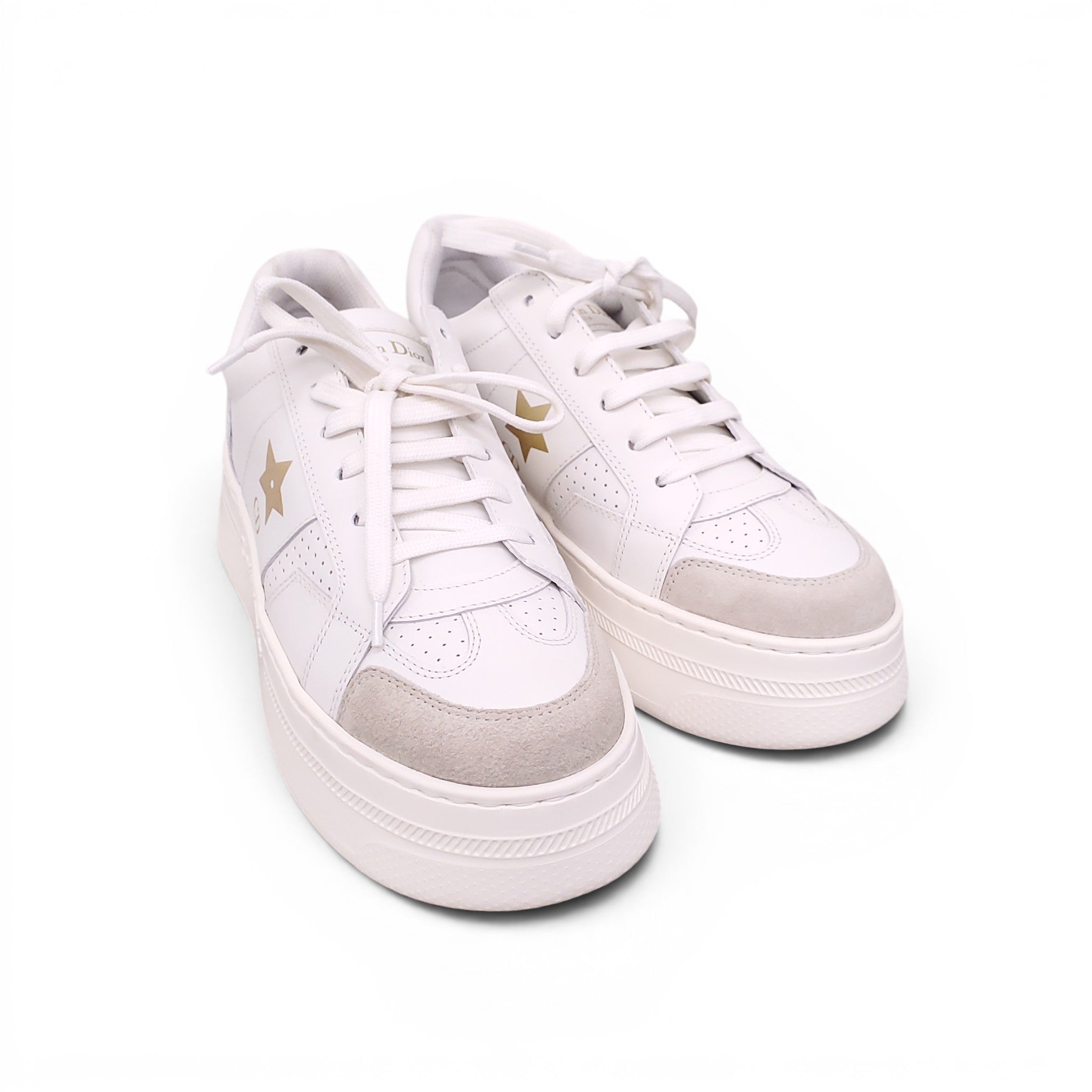 CHRISTIAN DIOR WHITE PLATFORM SNEAKERS - SIZE 37.5