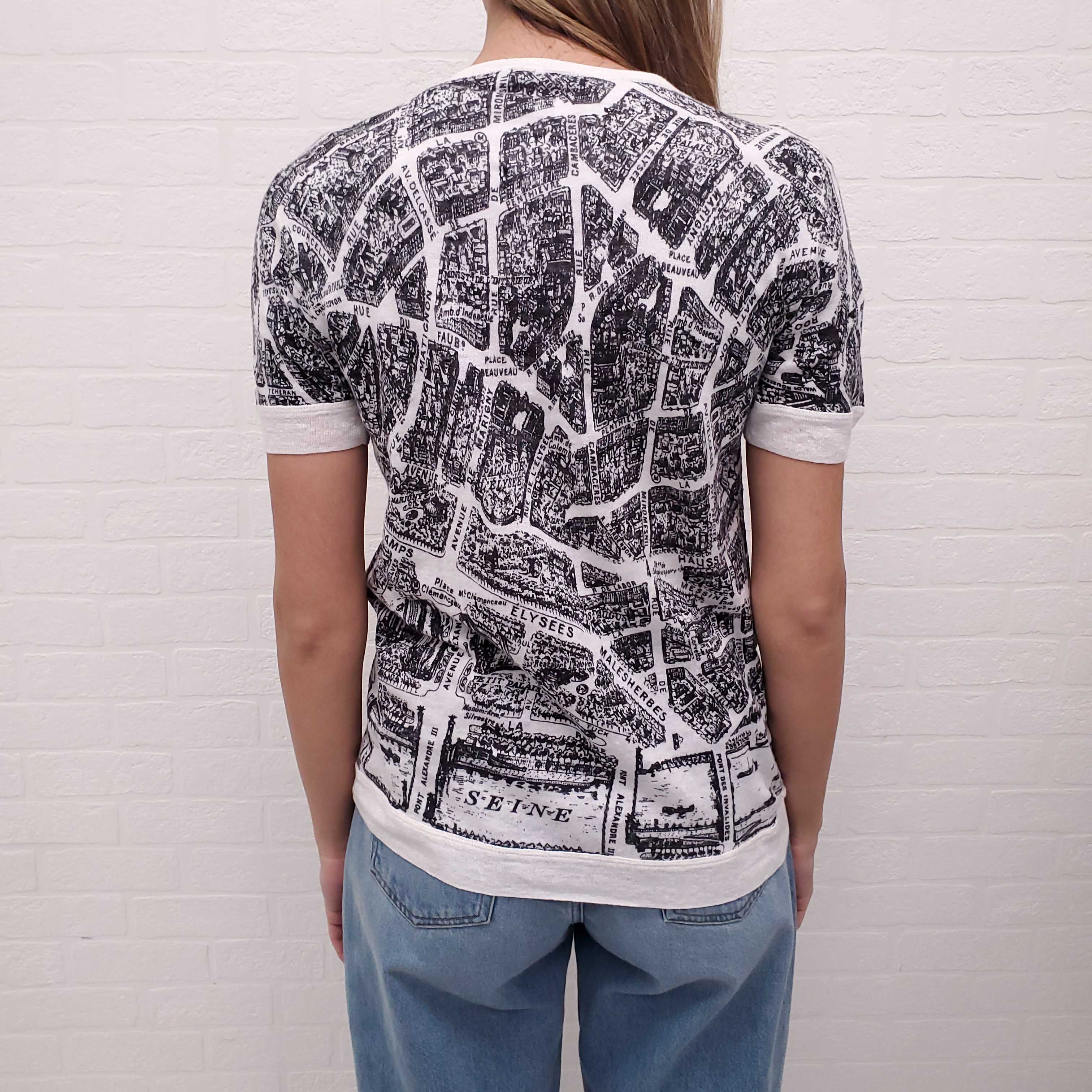 CHRISTIAN DIOR WHITE PRINTED LINEN BLEND SCOOP NECK - SIZE S