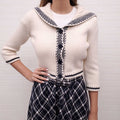 CHRISTIAN DIOR WHITE WOOL CASHMERE LOGO CARDIGAN - SIZE 2