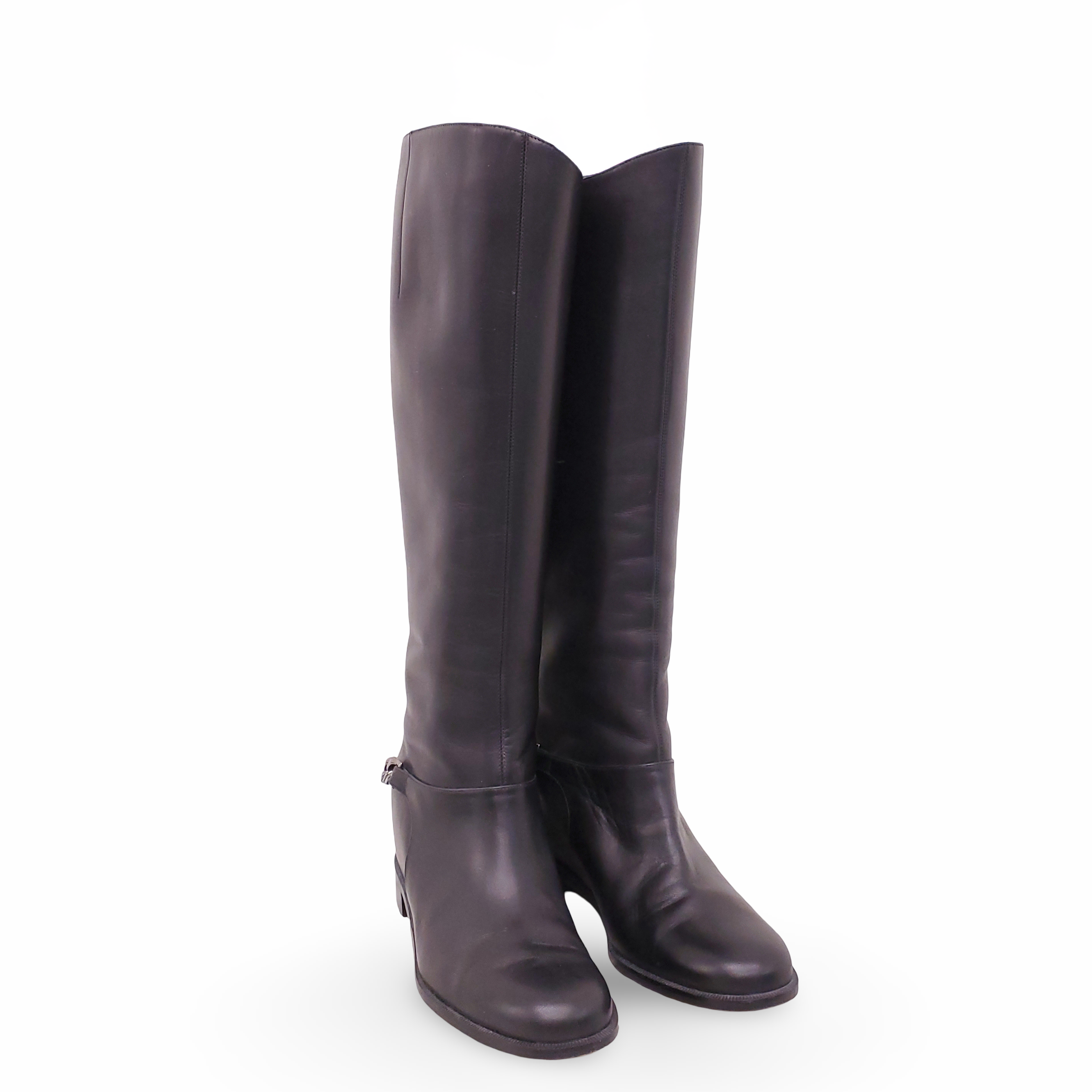 CHRISTIAN LOUBOUTIN BLACK BOOTS WITH CHAIN DETAIL - SIZE 36