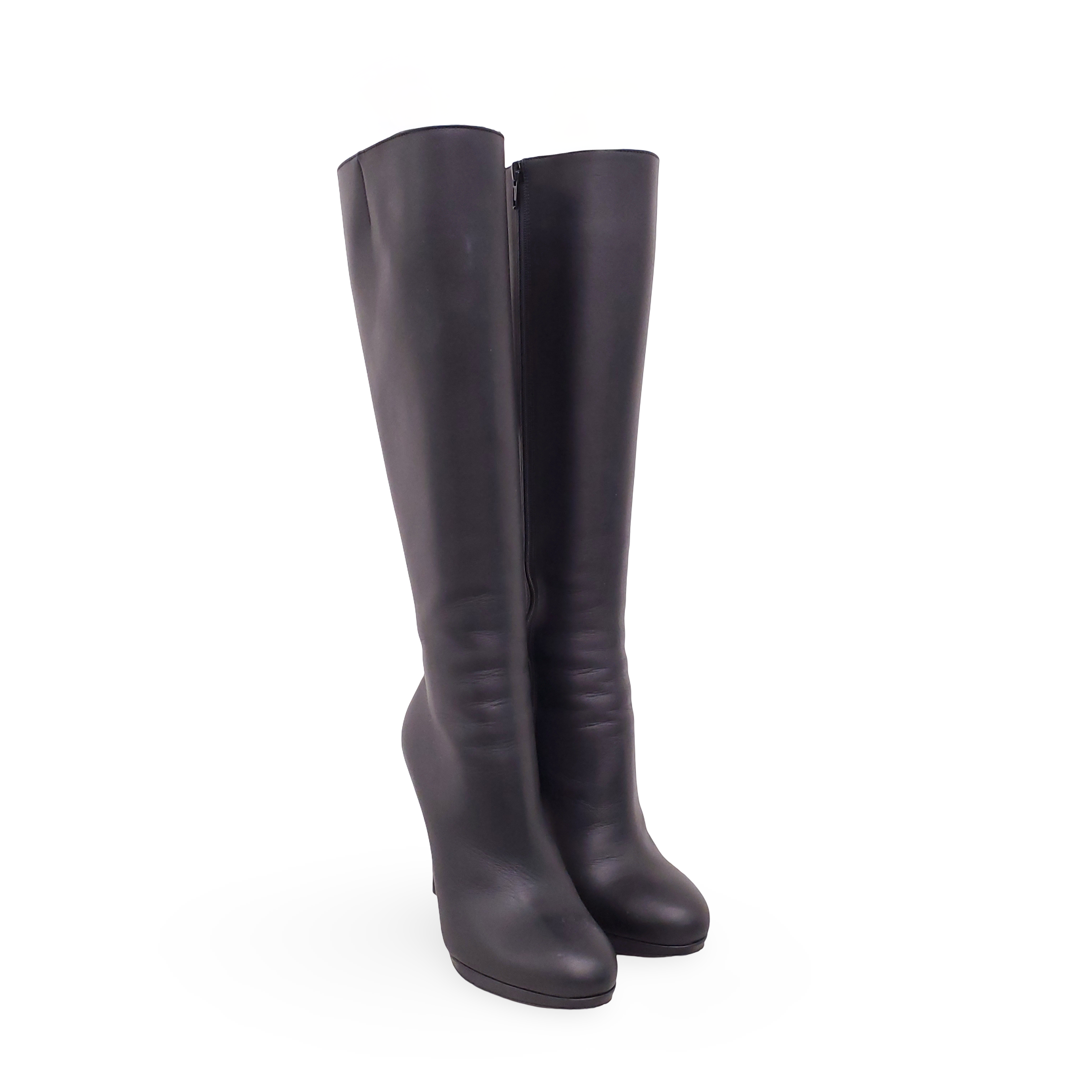 CHRISTIAN LOUBOUTIN BLACK CALF LEATHER BOOTS - SIZE 36.5