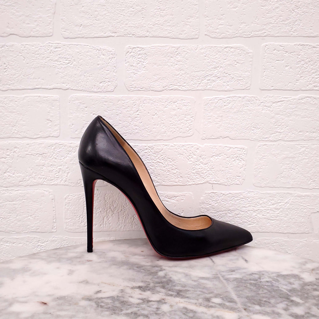 CHRISTIAN LOUBOUTIN BLACK LEATHER HEELS 110 MM - SIZE 38