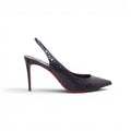 CHRISTIAN LOUBOUTIN BLACK SNAKESKIN EFFECT KATE 100 SLINGBACKS - SIZE 38.5