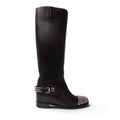 CHRISTIAN LOUBOUTIN LEATHER BLACK TALL BOOTS WITH ROCKSTUD DETAIL - SIZE 39