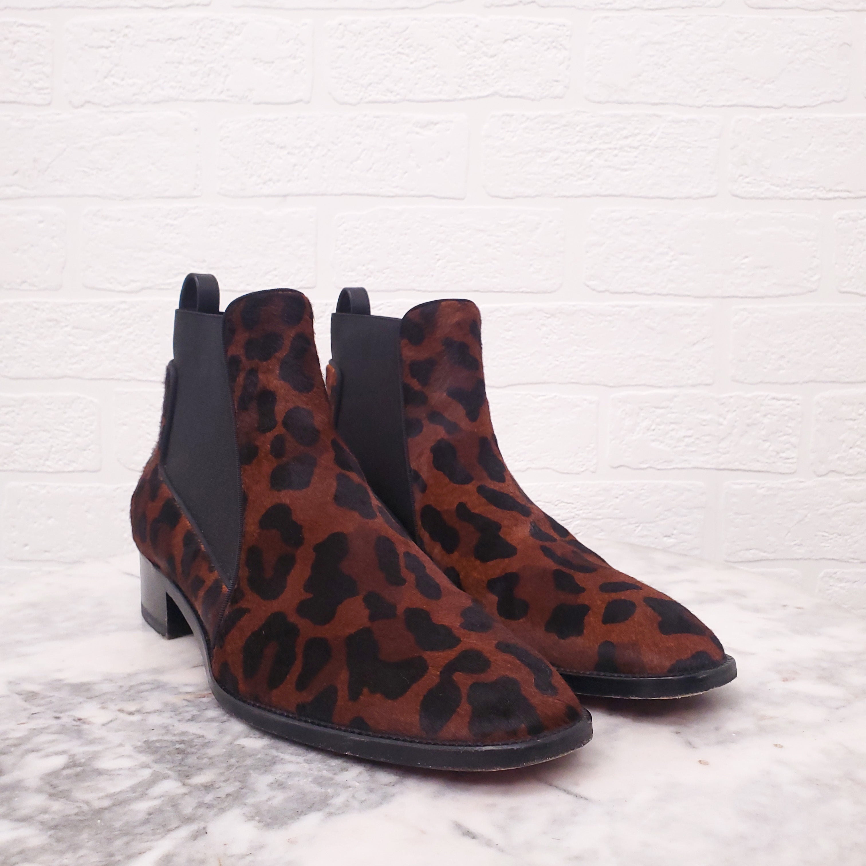 CHRISTIAN LOUBOUTIN PONY HAIR LEOPARD CHELSEA BOOT - SIZE 38