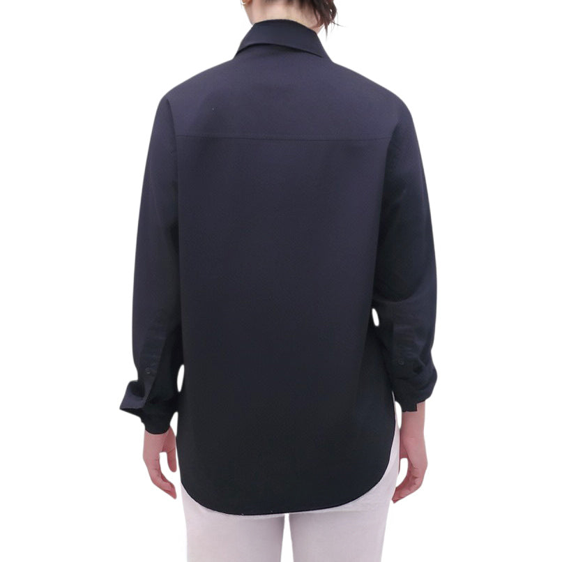 CITIZENS OF HUMANITY OVERSIZED BLACK CUFFED BLOUSE - SIZE XS