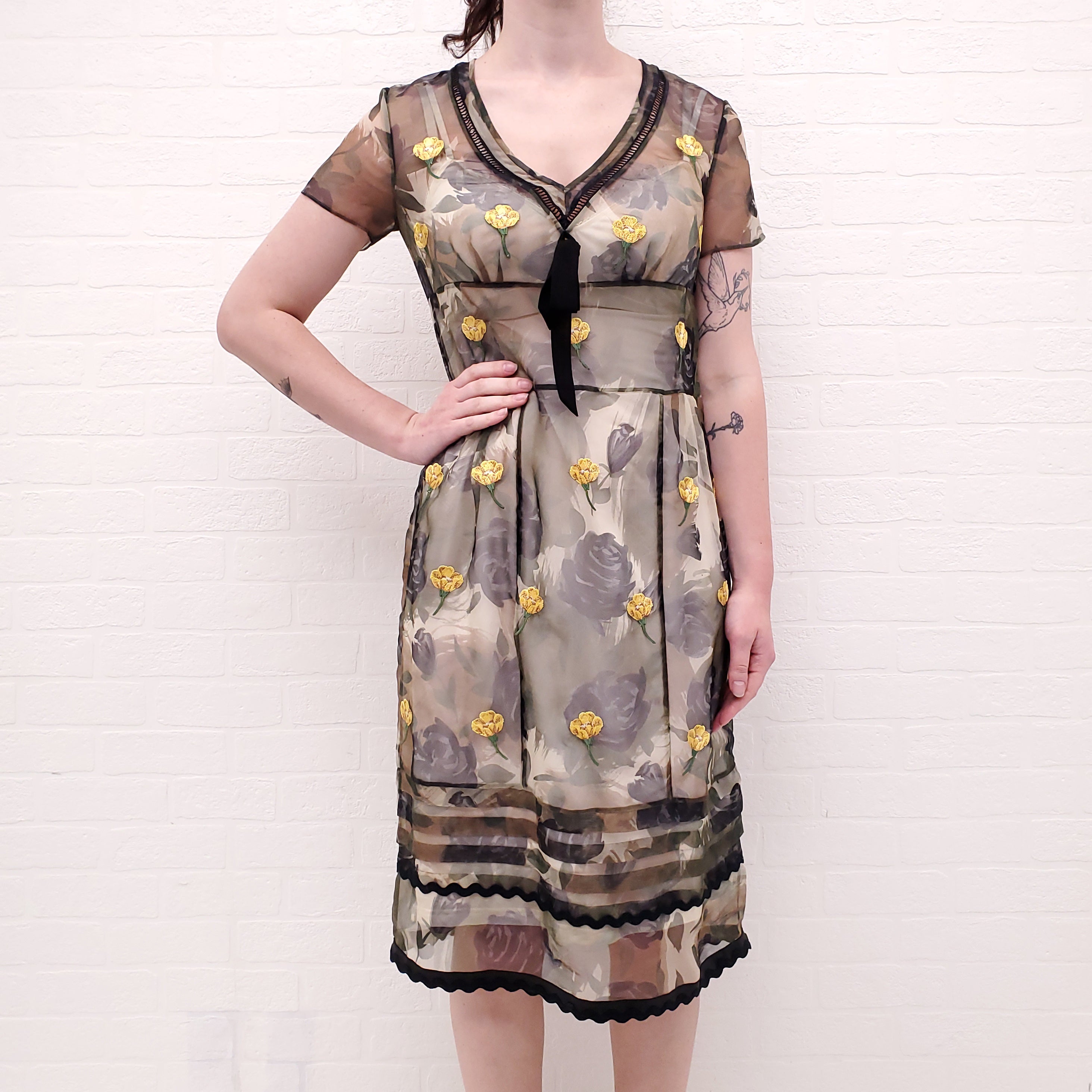 COACH BLACK FLORAL DRESS - SIZE 0