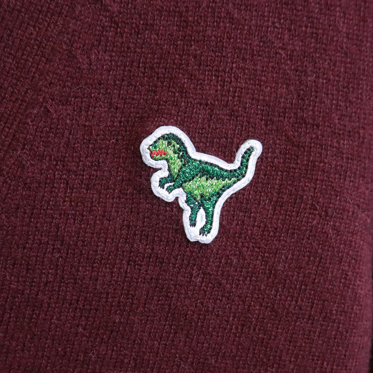 COACH BURGUNDY CASHMERE DINOSAUR CARDIGAN - SIZE L