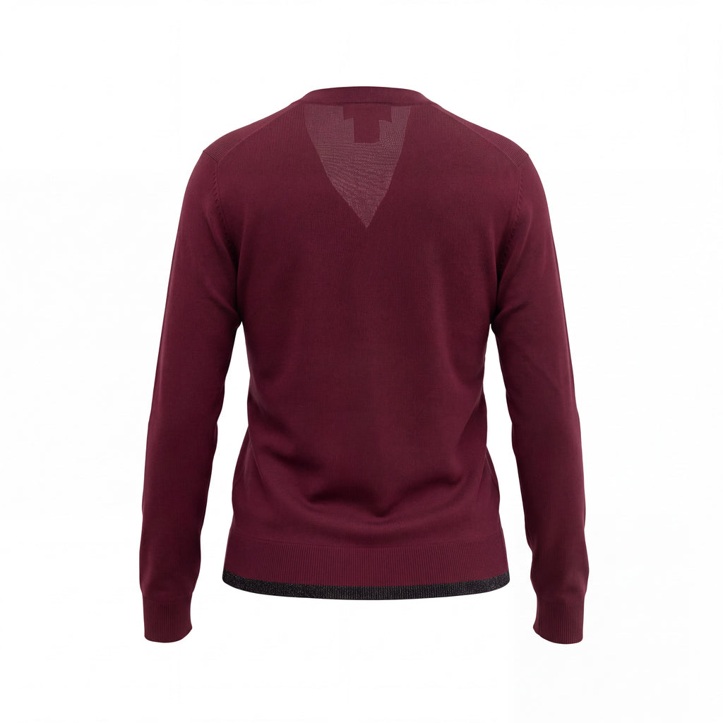 COACH BURGUNDY CASHMERE DINOSAUR CARDIGAN - SIZE L