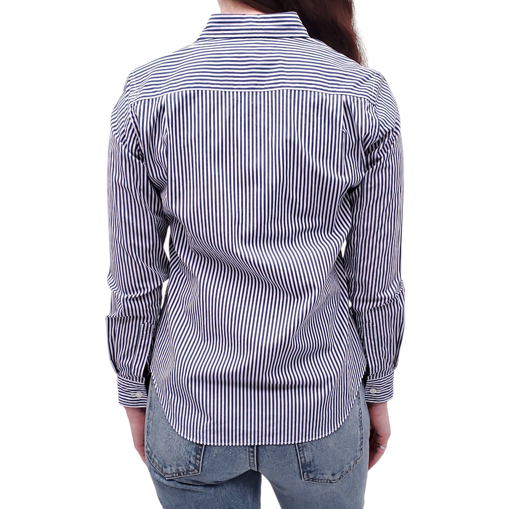 COMME DES GARÇONS PLAY NAVY STRIPED BLOUSE - SIZE S
