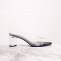 COMMES DES GARÇONS PVC BOW KITTEN BLOCK HEELS - SIZE 26/US 9