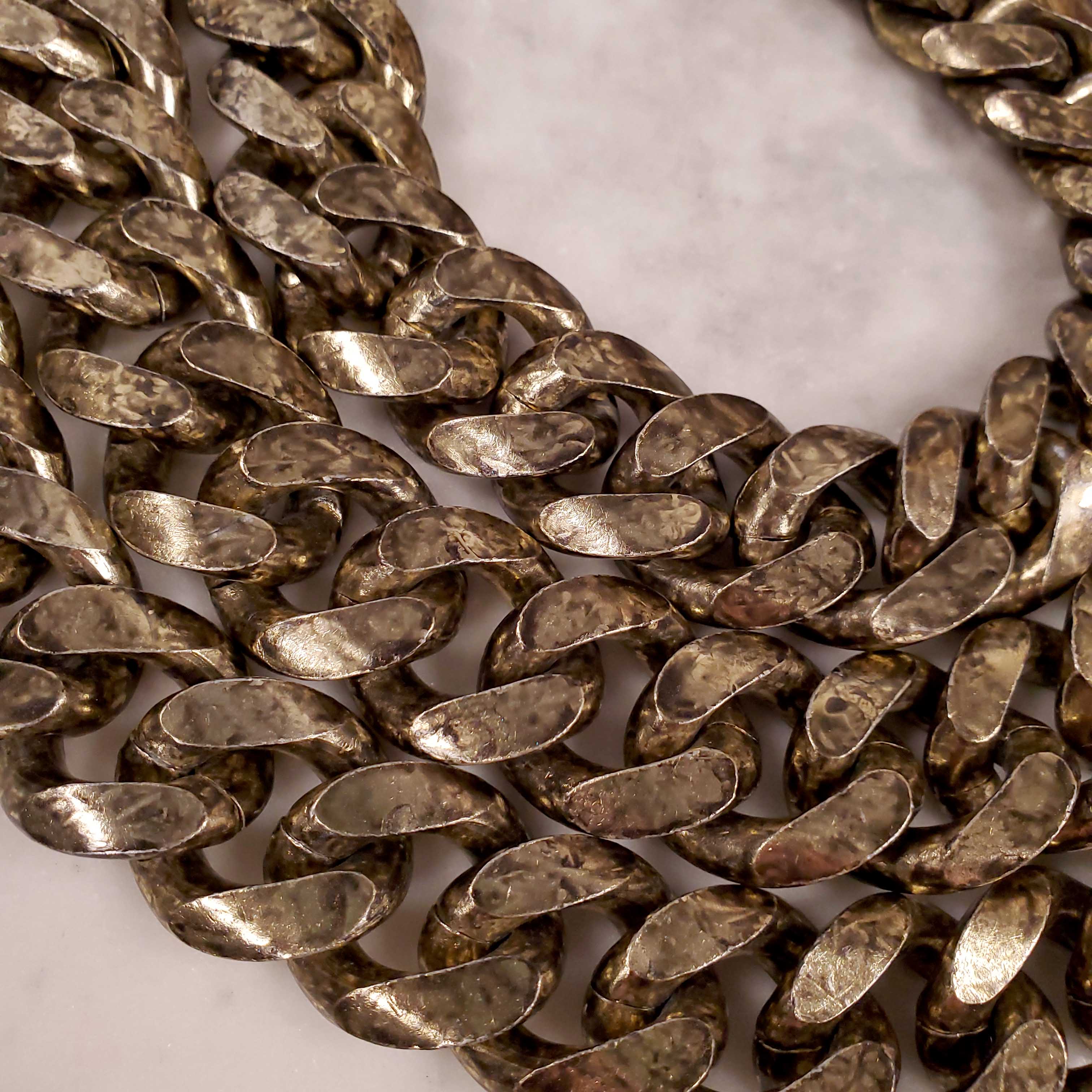 CONTEMPORARY NECKLACE IN 3 HUGE BRONZE PATINATED LINKS