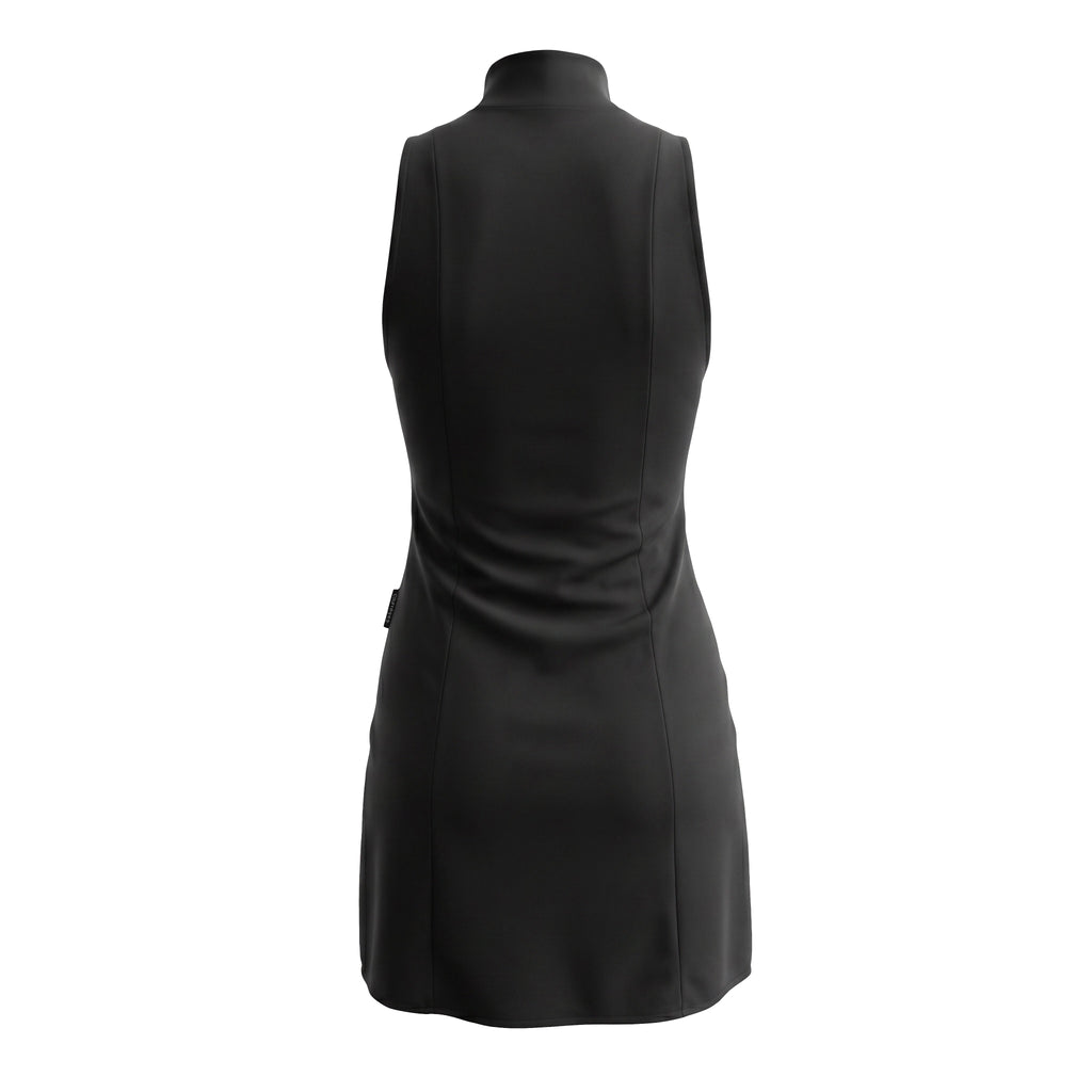 COURRÈGES BLACK INTERLOCK TRACKSUIT DRESS - SIZE M