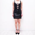 COURRÈGES BLACK PATENT DRESS WITH BUTTONS - SIZE 36