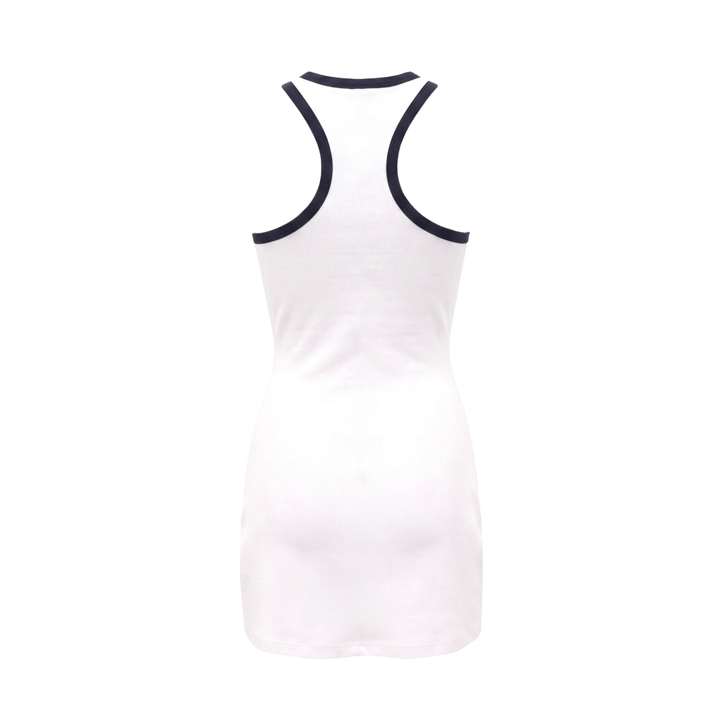 COURRÈGES WHITE CONTRAST SCUBA MINI DRESS - SIZE S