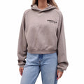 ESSENTIALS TAUPE CROPPED HOODIE - SIZE S