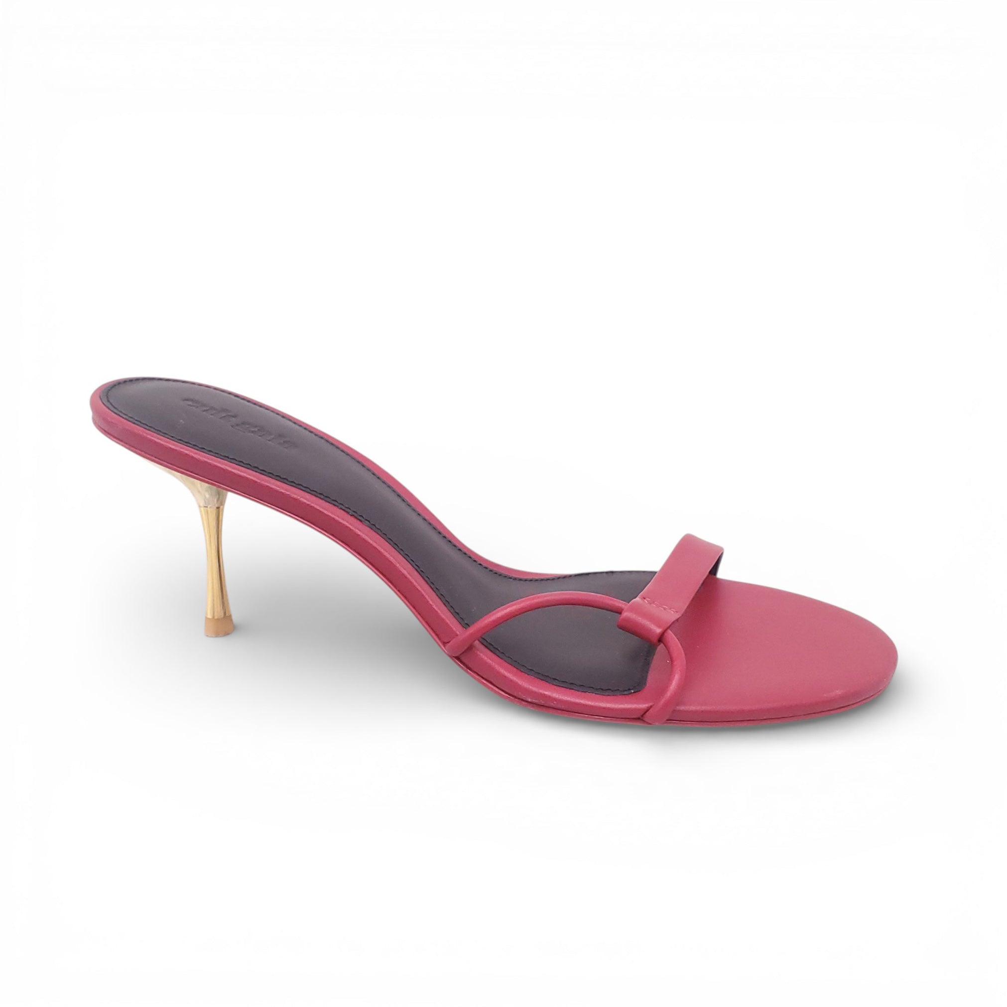 CULT GAIA RED KITTEN HEELS WITH GOLD DETAIL - SIZE 39.5