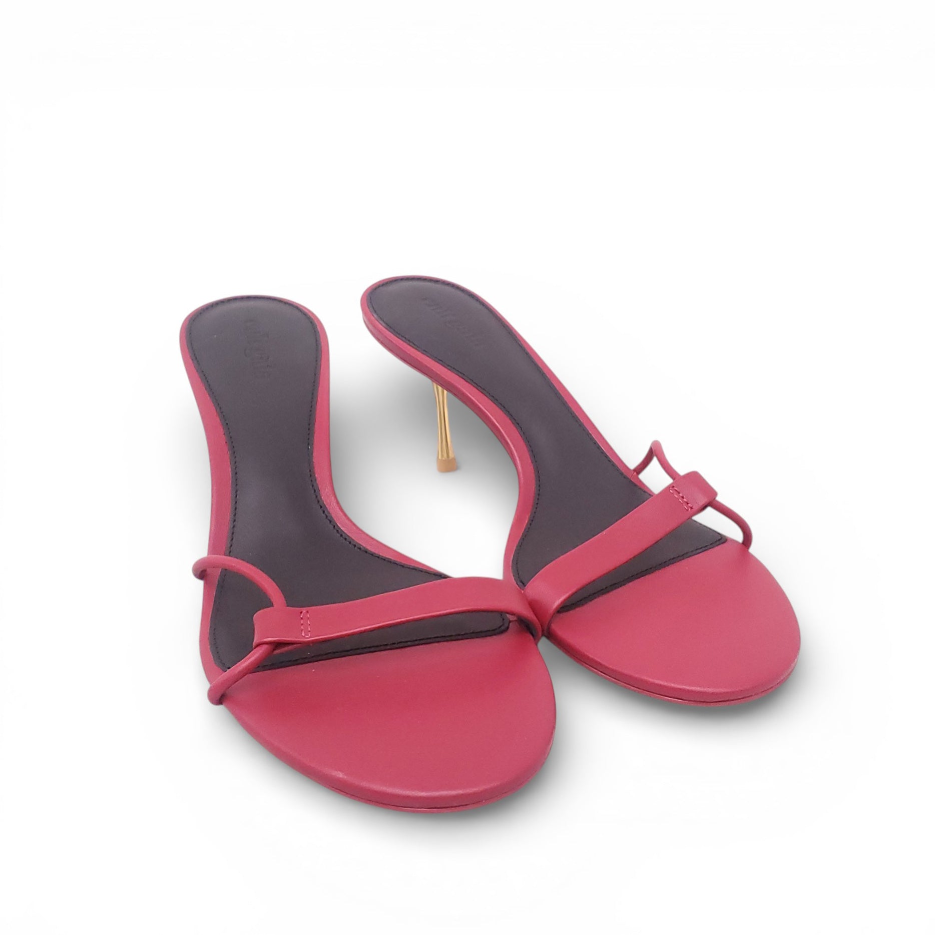 CULT GAIA RED KITTEN HEELS WITH GOLD DETAIL - SIZE 39.5