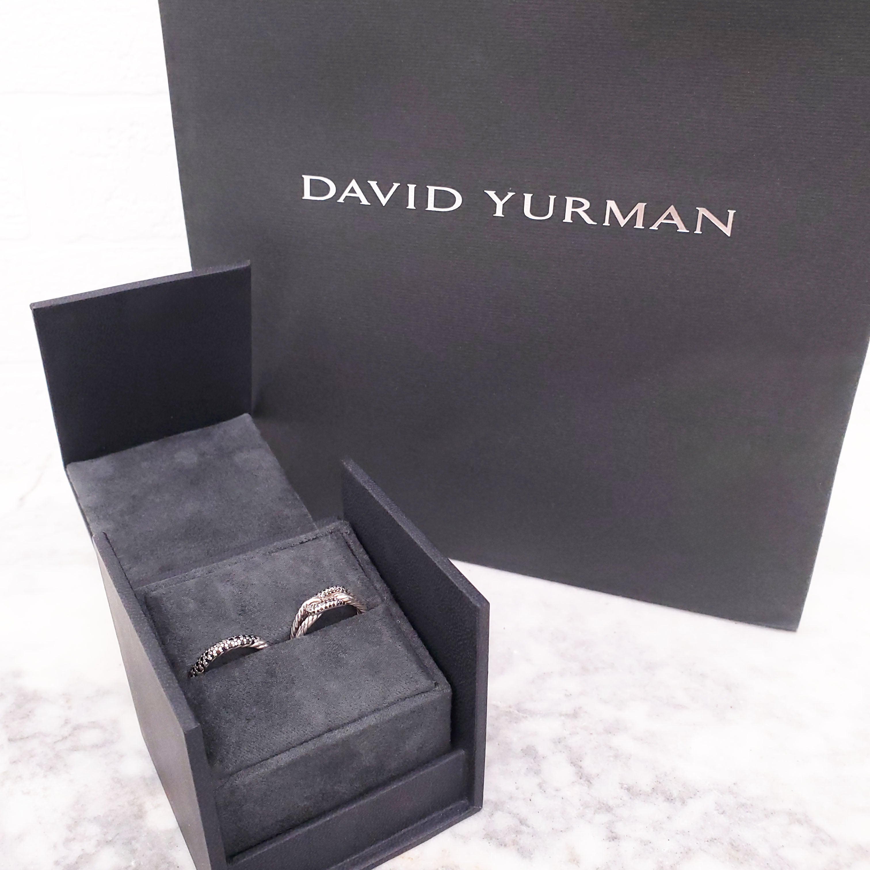 DAVID YURMAN BLACK DIAMOND RING AND TWIST RING SET - SIZE 6 – Rewind ...