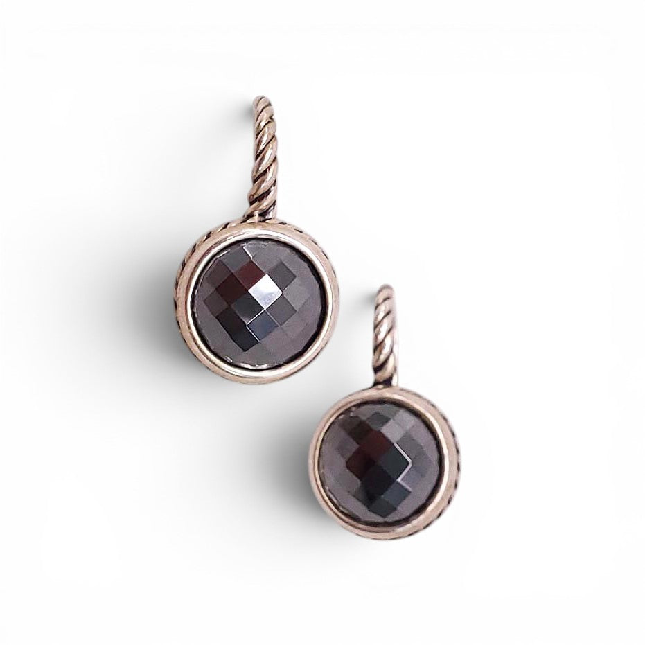 DAVID YURMAN HEMATITE SILVER DROP EARRINGS