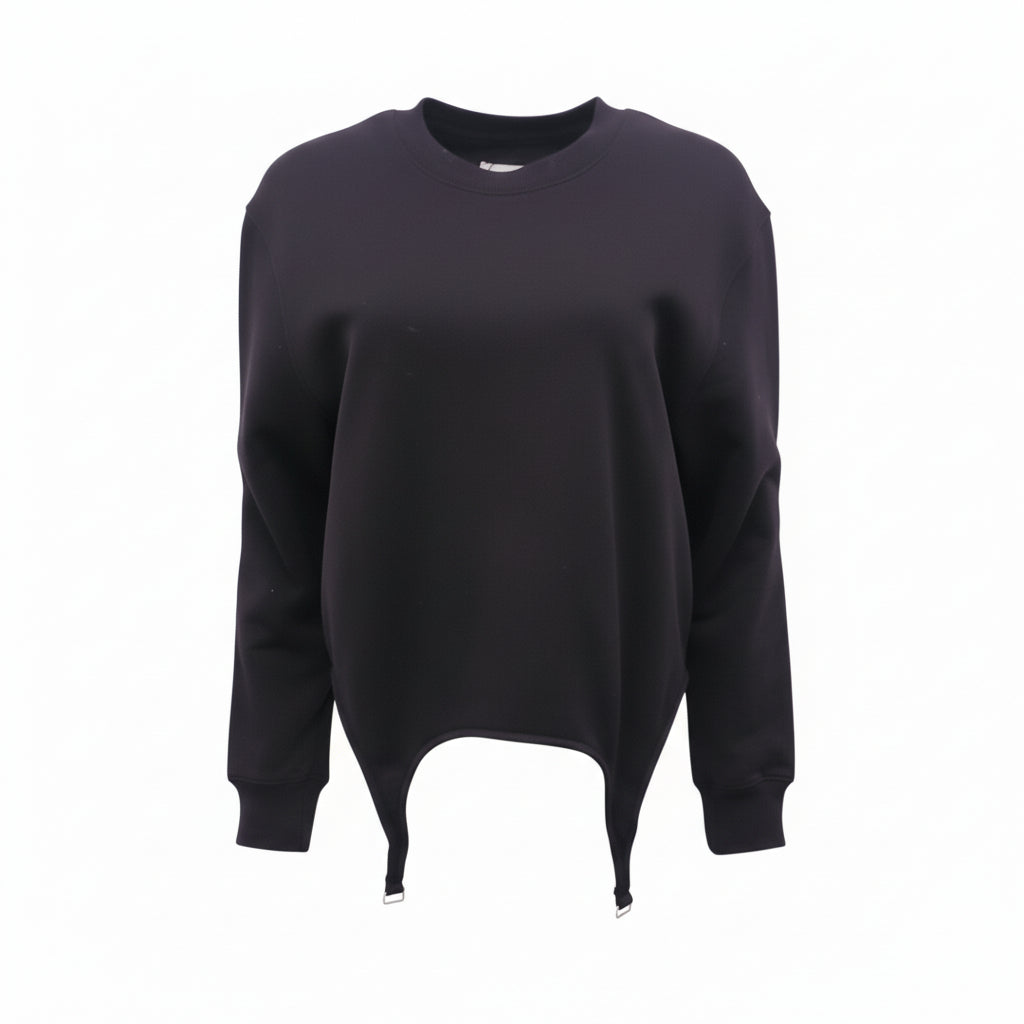 DION LEE BLACK GARTER SWEATER - SIZE L