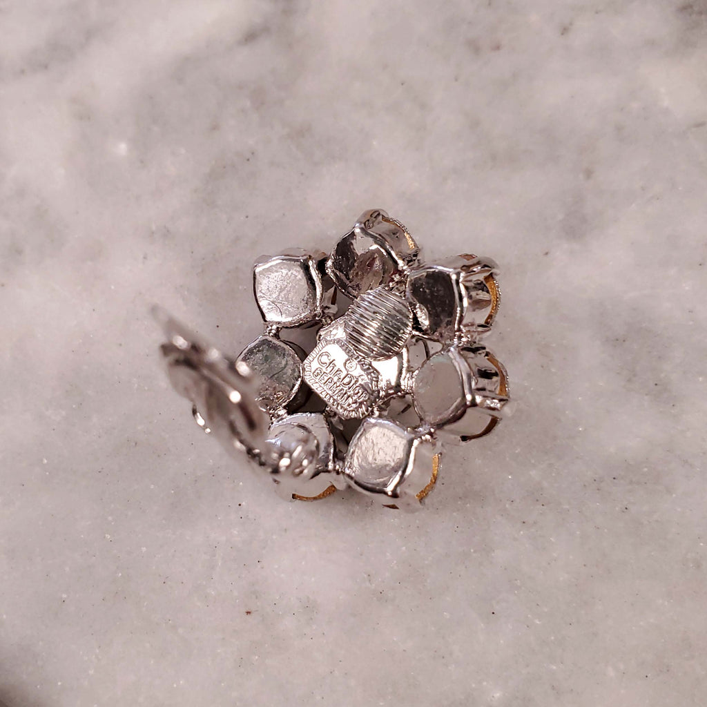 DIOR 1995 NECKLACE WITH SINGLE ROW OF GRADUATED DIORITE STONES SET IN RHODIUM WITH MATCHING EARRINGS