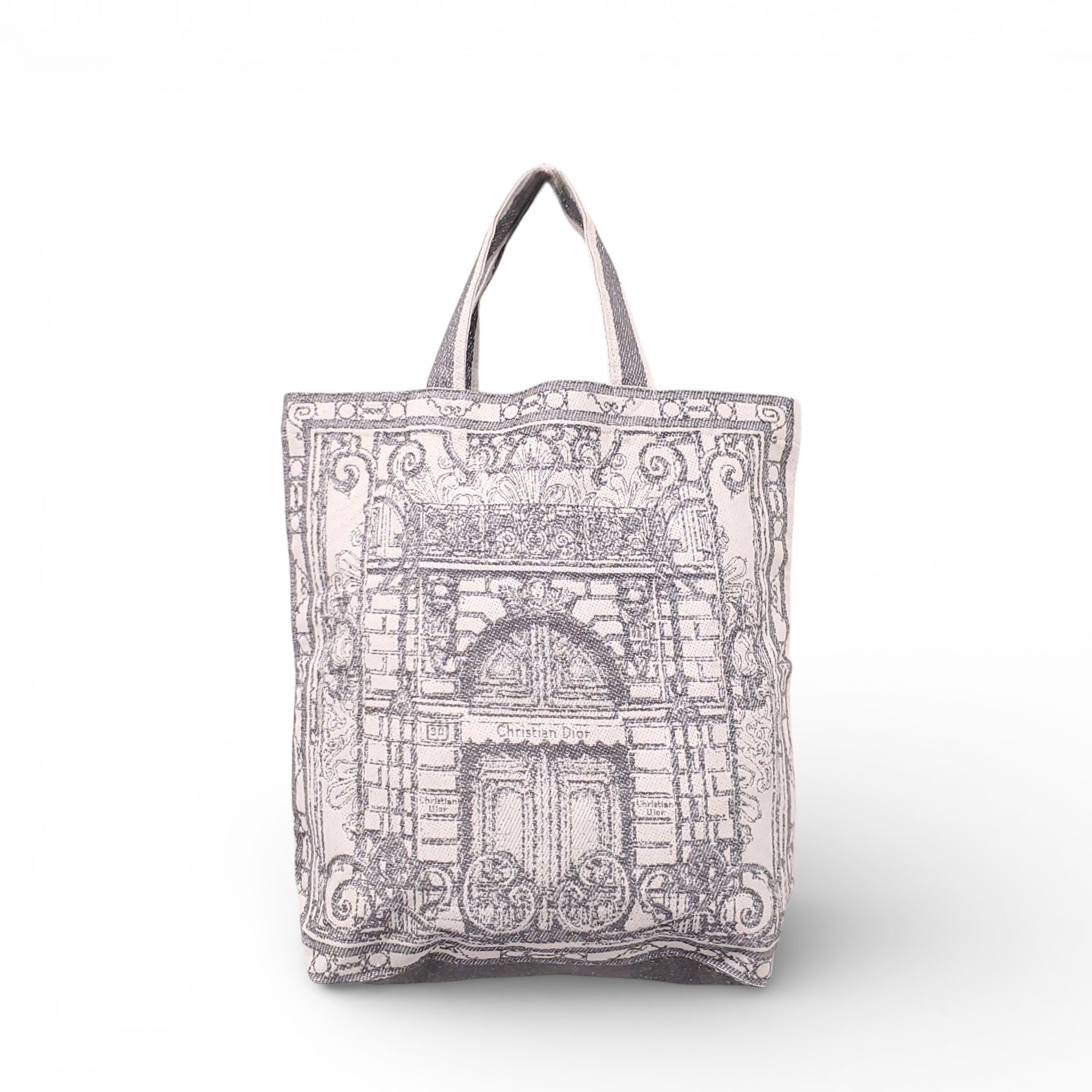 DIOR ANNIVERSARY EDITION SILVER AND CREAM TOTE BAG