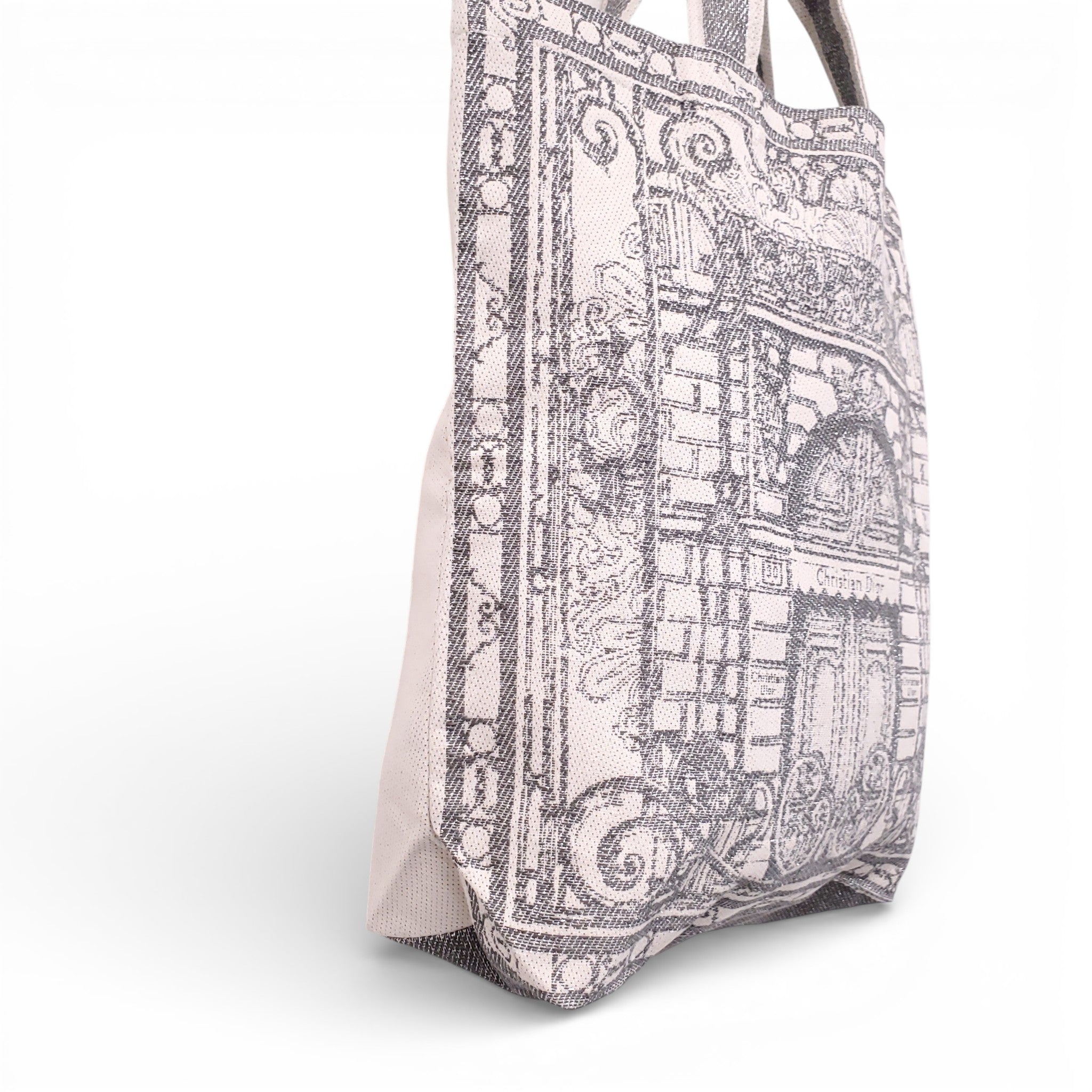 DIOR ANNIVERSARY EDITION SILVER AND CREAM TOTE BAG