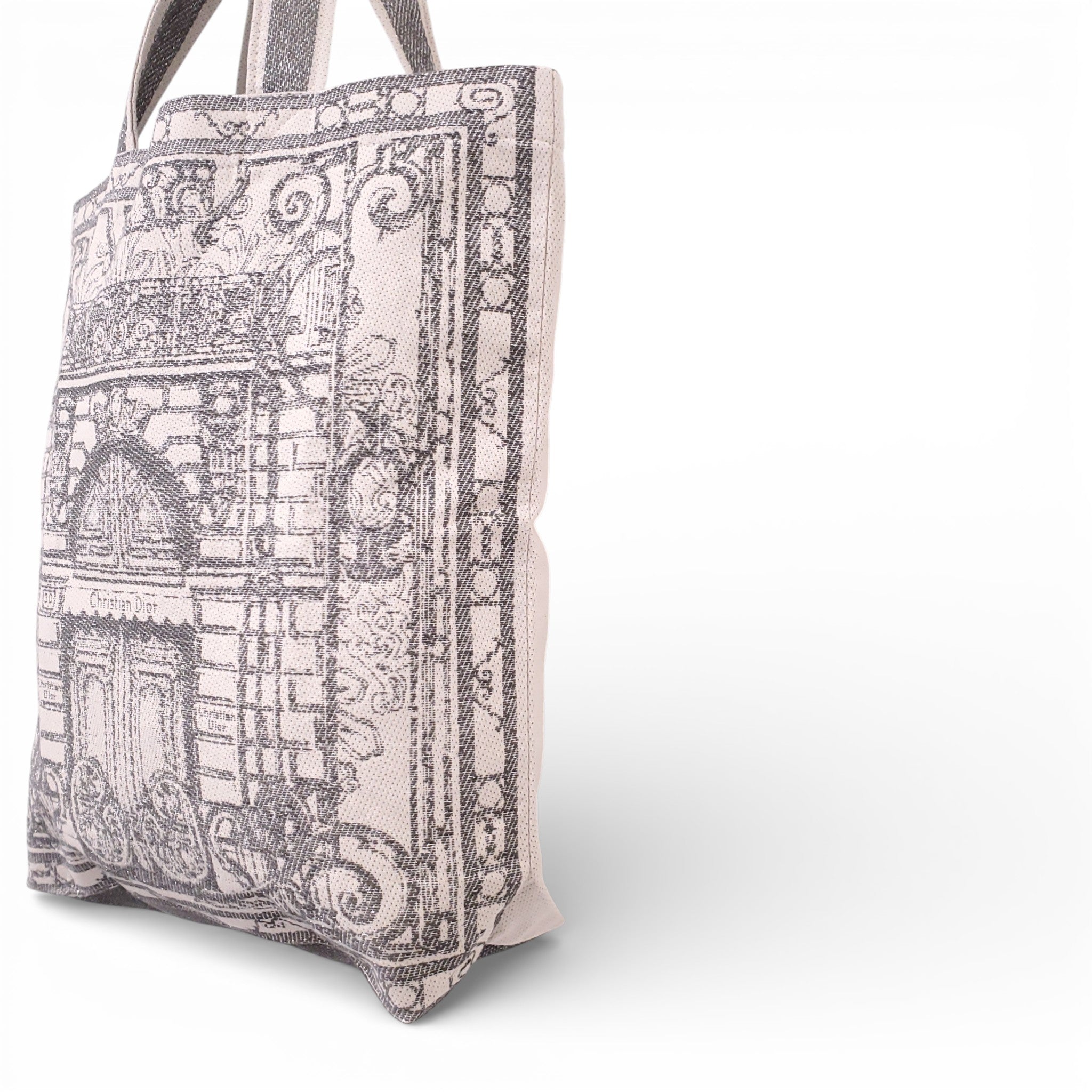 DIOR ANNIVERSARY EDITION SILVER AND CREAM TOTE BAG