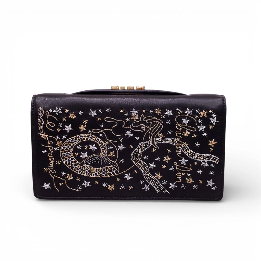 DIOR BLACK LAMBSKIN ZODIAC ARIES CLUTCH