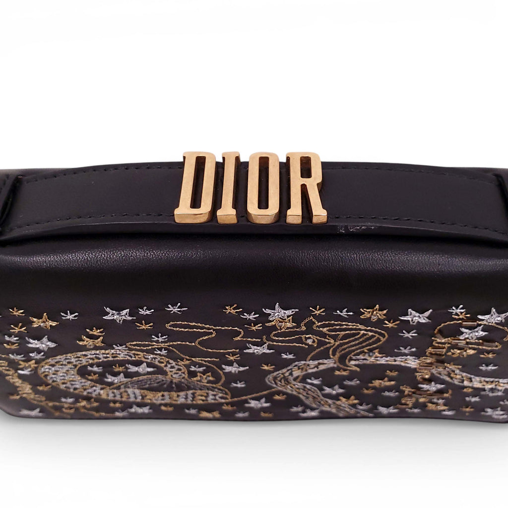 DIOR BLACK LAMBSKIN ZODIAC ARIES CLUTCH
