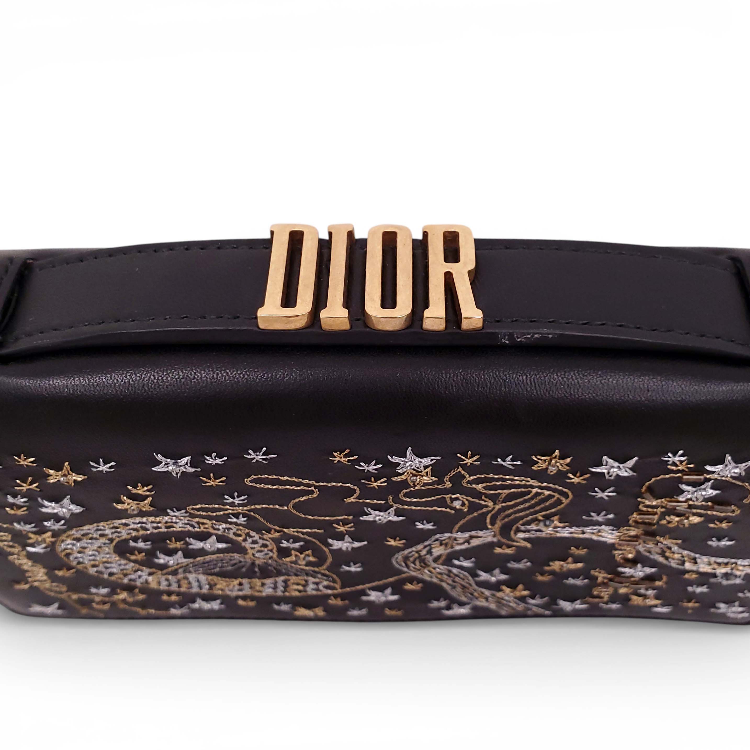 DIOR BLACK LAMBSKIN ZODIAC ARIES CLUTCH