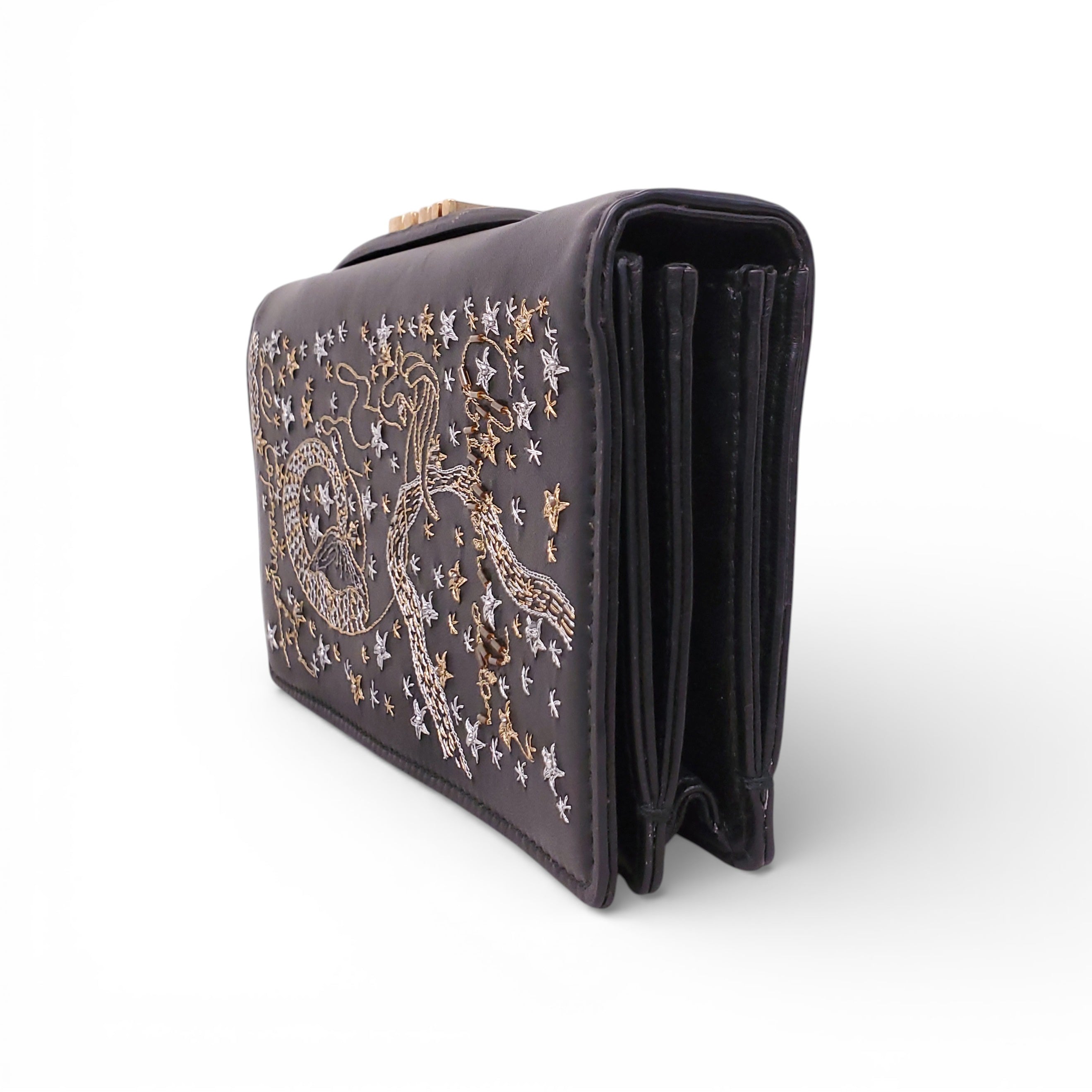 DIOR BLACK LAMBSKIN ZODIAC ARIES CLUTCH