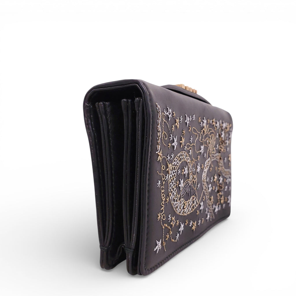 DIOR BLACK LAMBSKIN ZODIAC ARIES CLUTCH