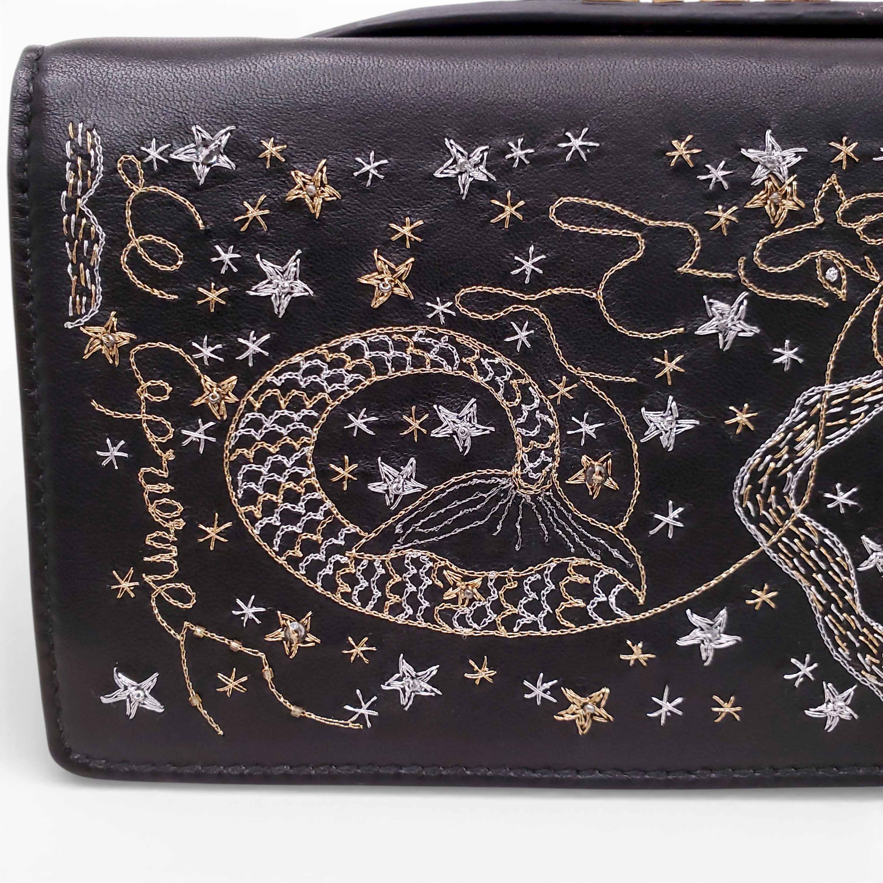 DIOR BLACK LAMBSKIN ZODIAC ARIES CLUTCH