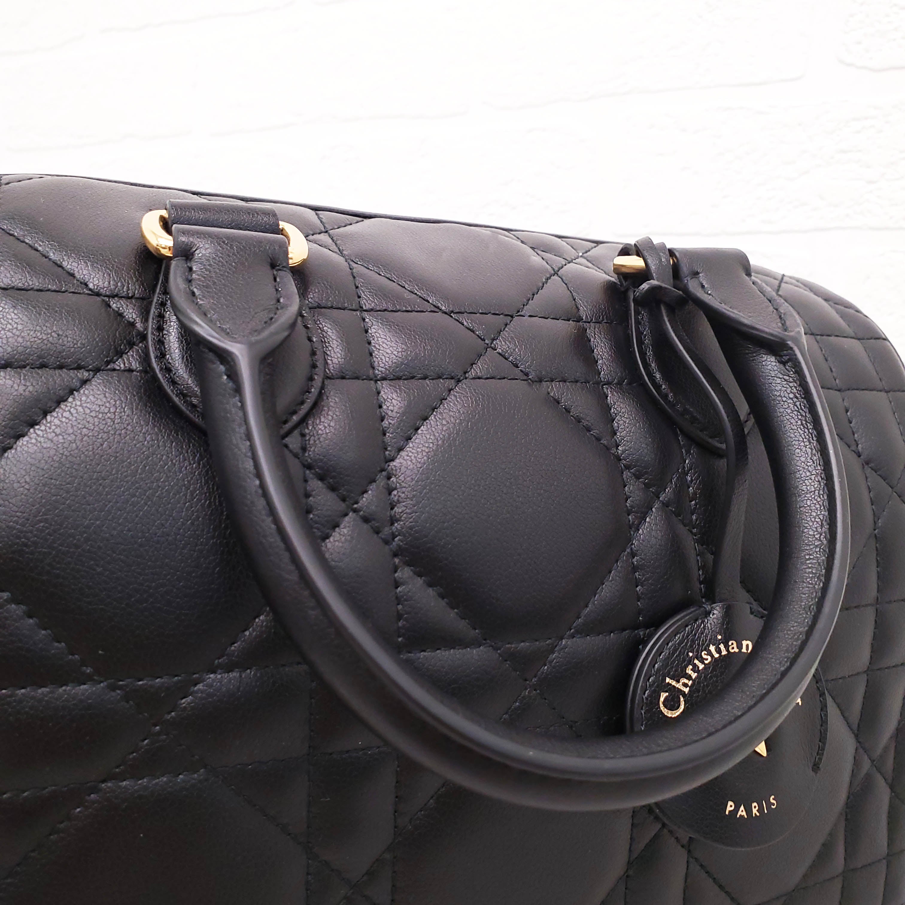 DIOR BLACK MACROCANNAGE CALFSKIN GROOVE 25 BAG