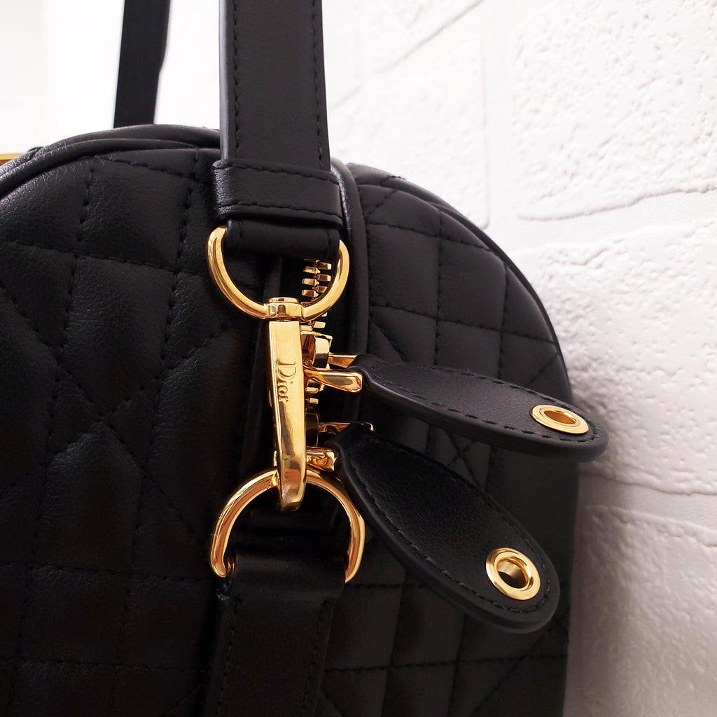 DIOR BLACK MACROCANNAGE CALFSKIN GROOVE 25 BAG