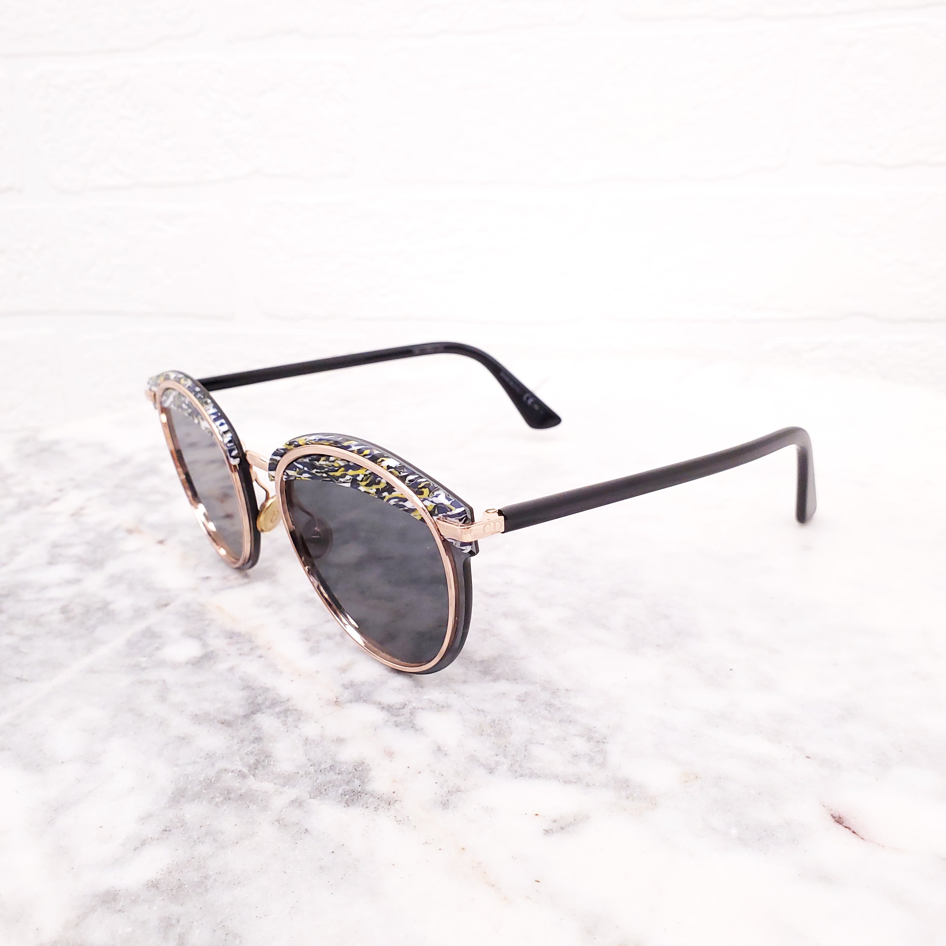 DIOR BLUE AND YELLOW OFFSET SUNGLASSES