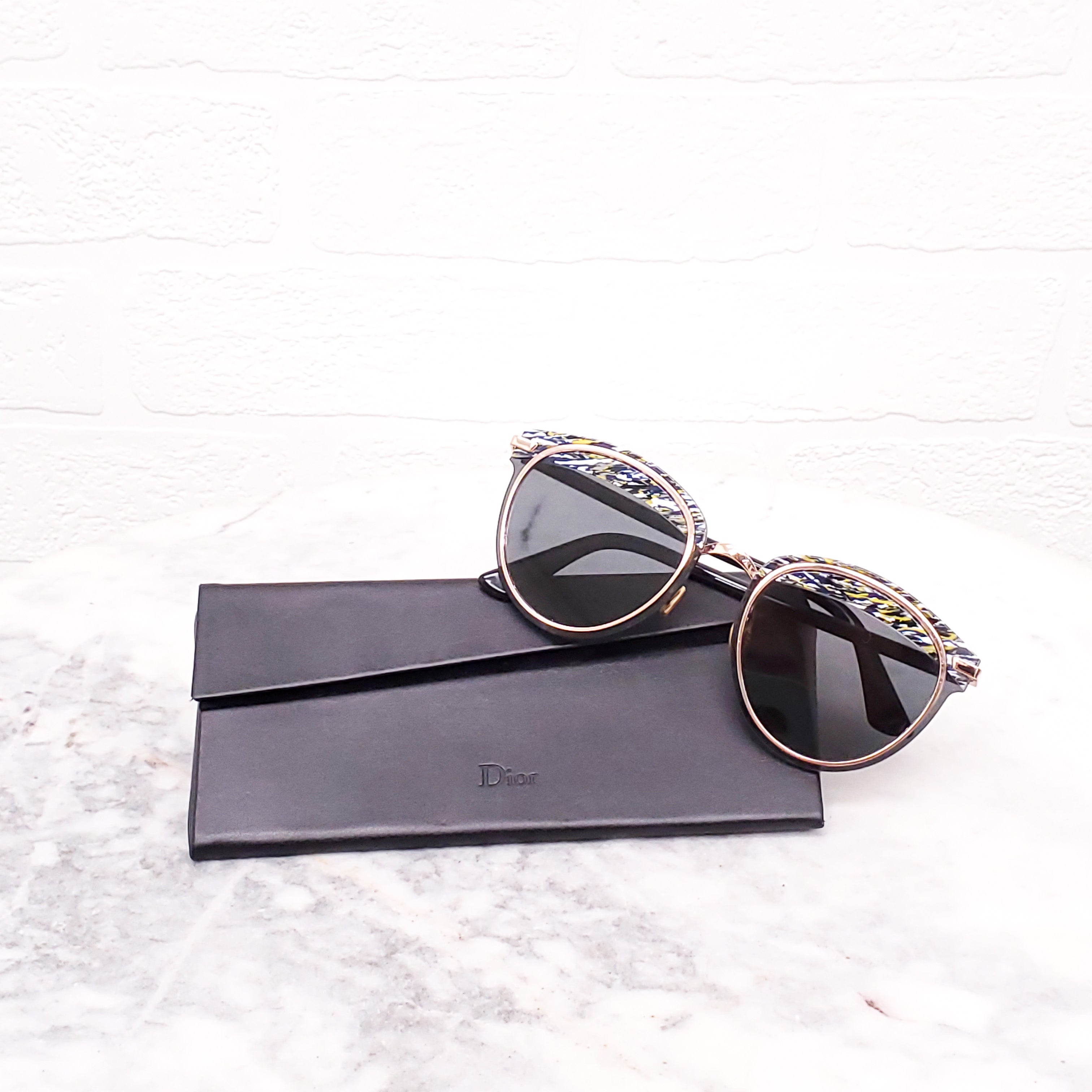 DIOR BLUE AND YELLOW OFFSET SUNGLASSES