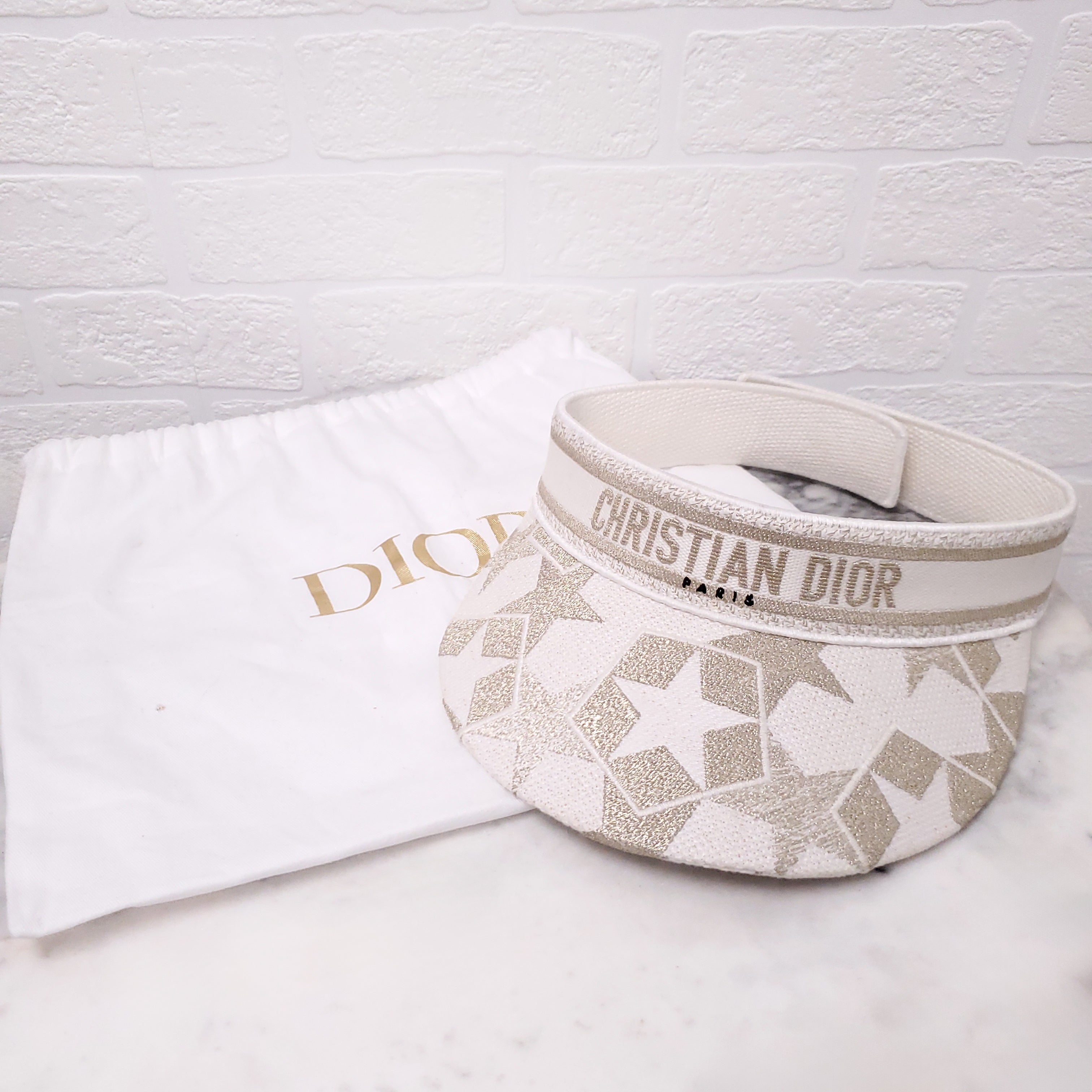 DIOR CREAM CANVAS STAR LOGO VISOR