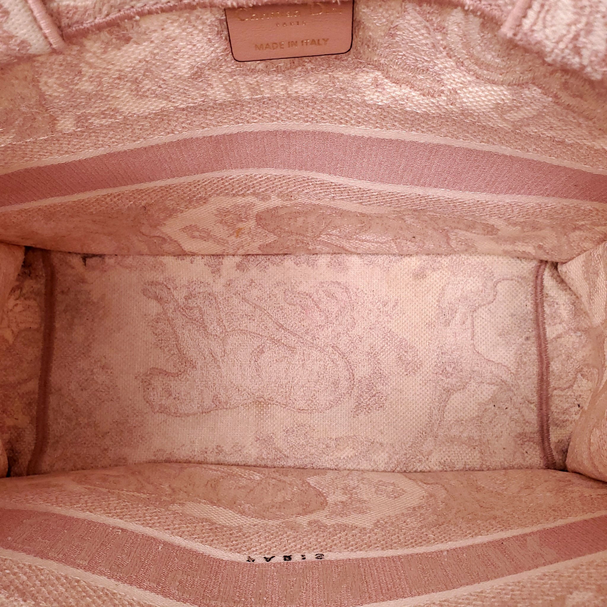DIOR ECRU AND PINK TOILE DE JOUY BOOK TOTE