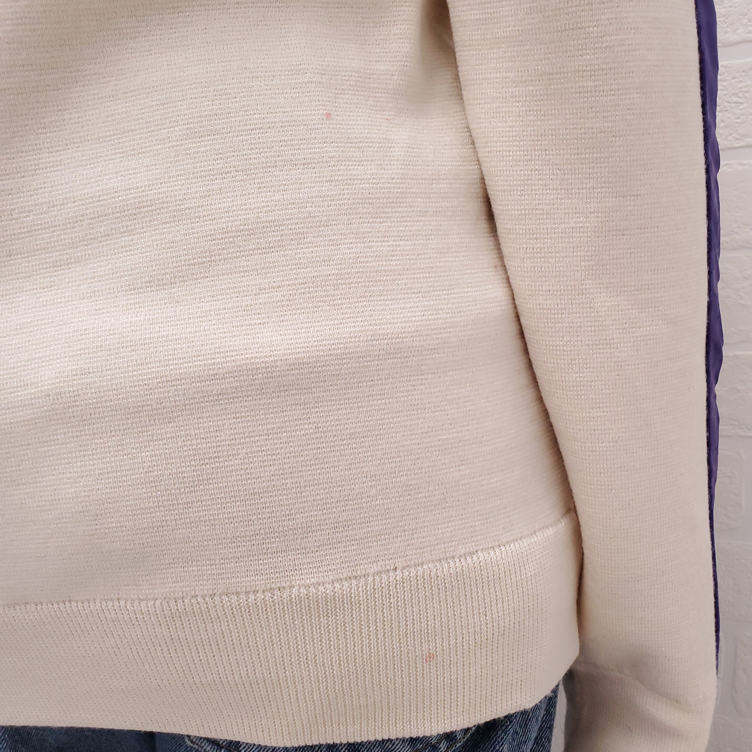DIOR HOMME CREAM WOOL SWEATER WITH PURPLE 'OBLIQUE' DETAIL - SIZE S