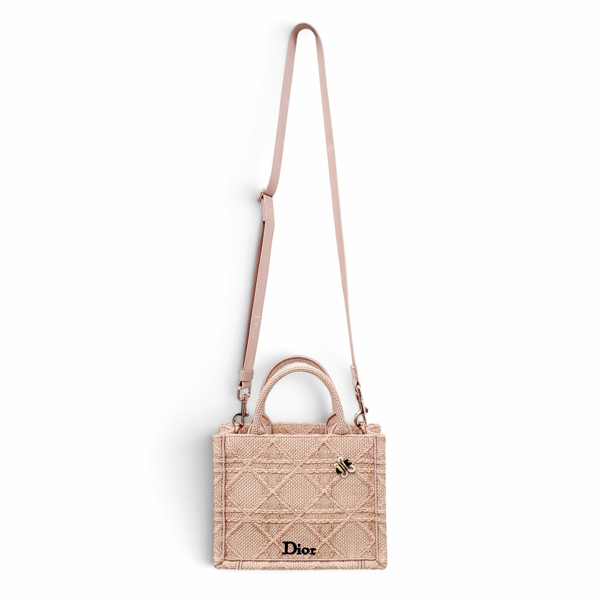 DIOR RAFFIA CANNAGE NATURAL BOOK MINI TOTE