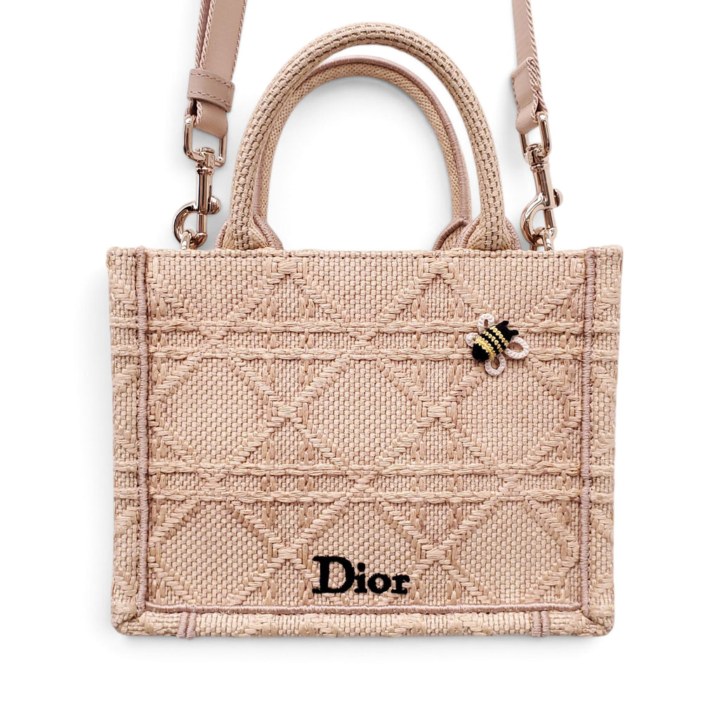 DIOR RAFFIA CANNAGE NATURAL BOOK MINI TOTE