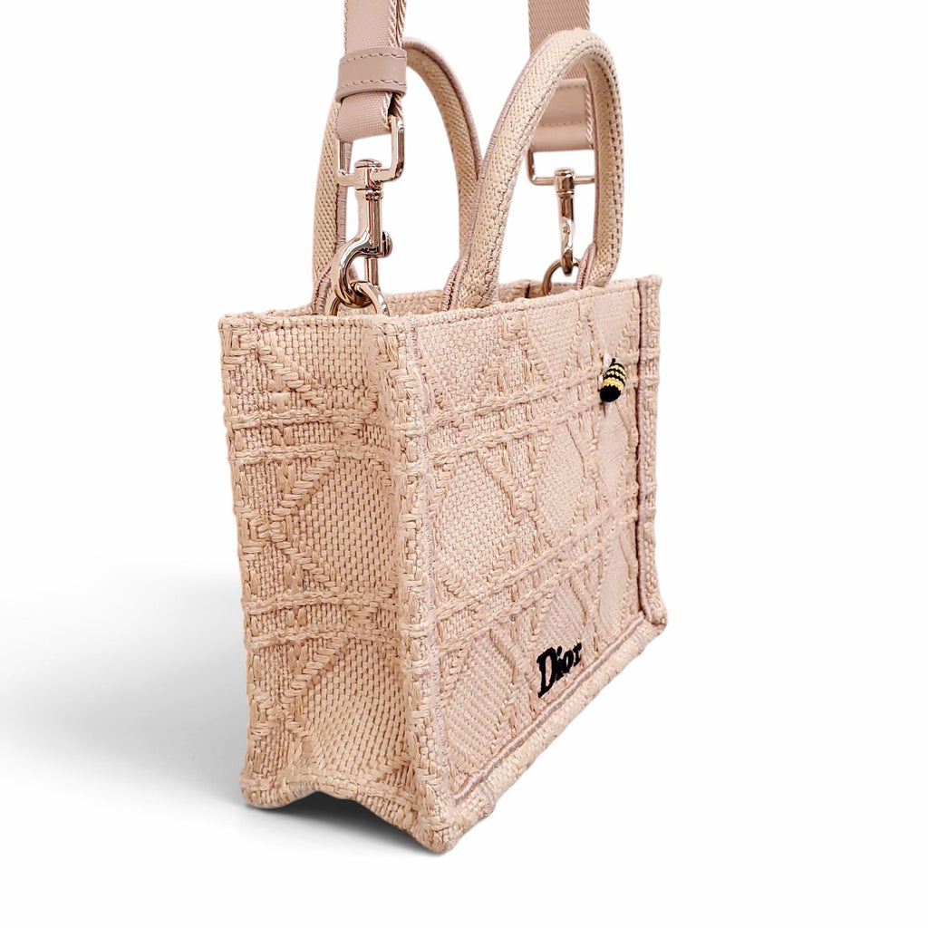 DIOR RAFFIA CANNAGE NATURAL BOOK MINI TOTE