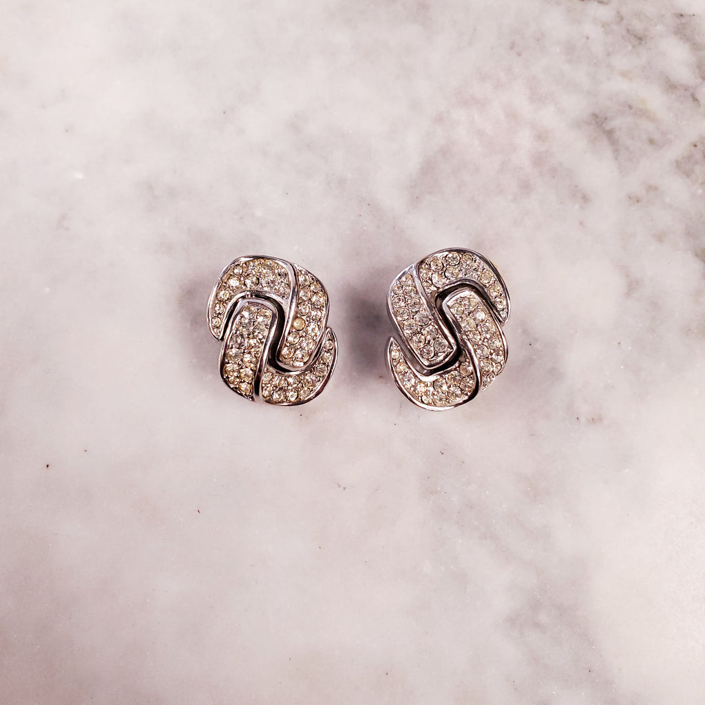 DIOR SILVER AND DIAMANTE EARRINGS