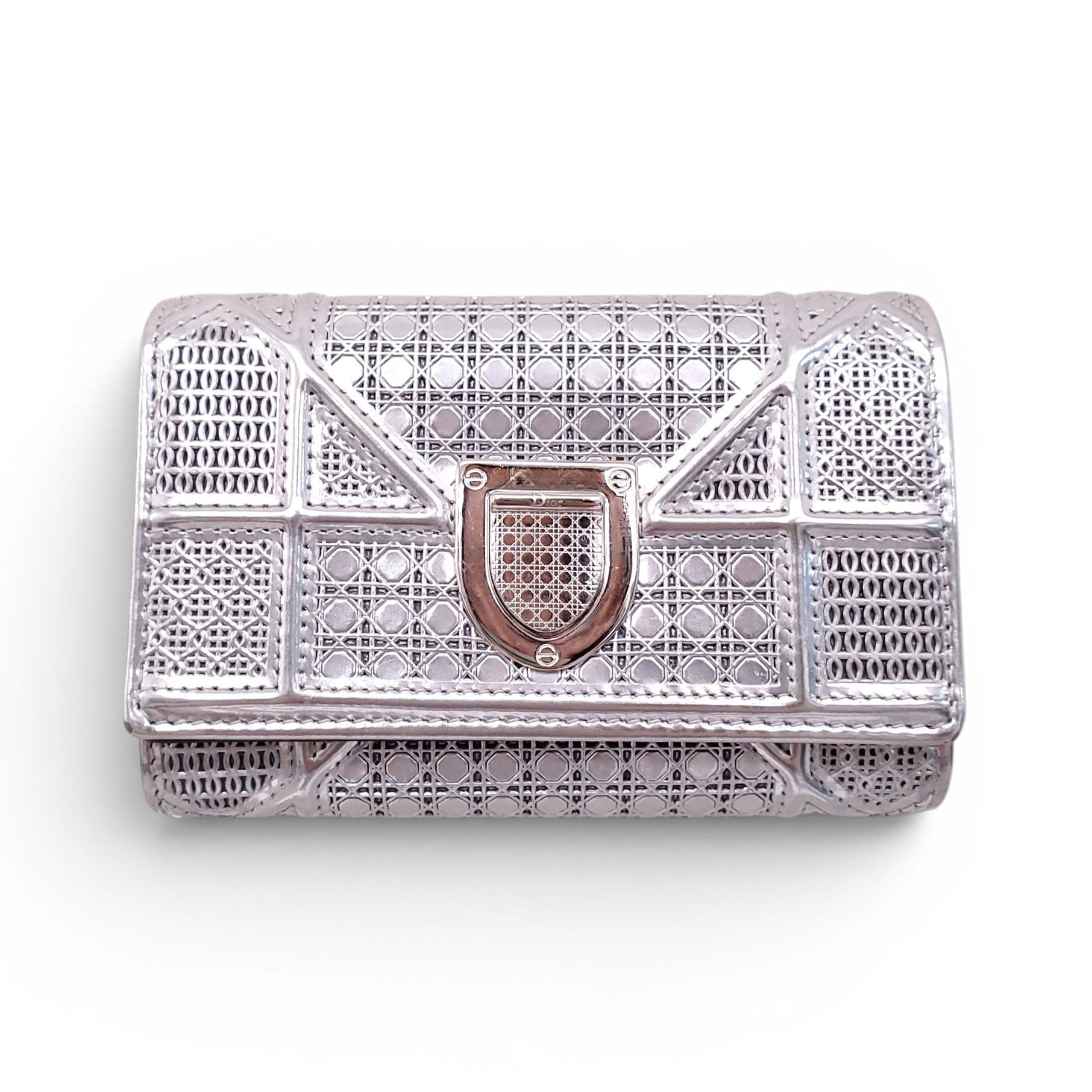 DIOR SILVER METALLIC DIORAMA WALLET
